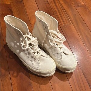 Superga Cream High-Top Canvas Sneakers